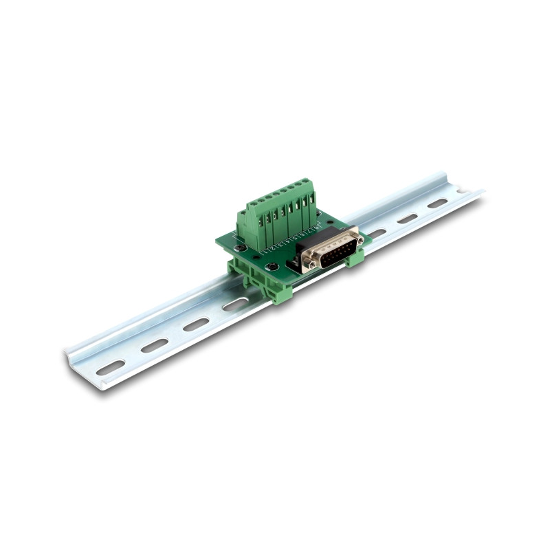 Delock D-Sub 15 Pin Stecker zu Terminalblock für Hutschiene