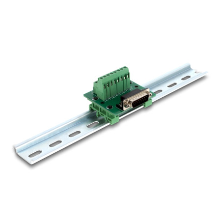 Delock D-Sub 15 Pin Stecker zu Terminalblock für Hutschiene