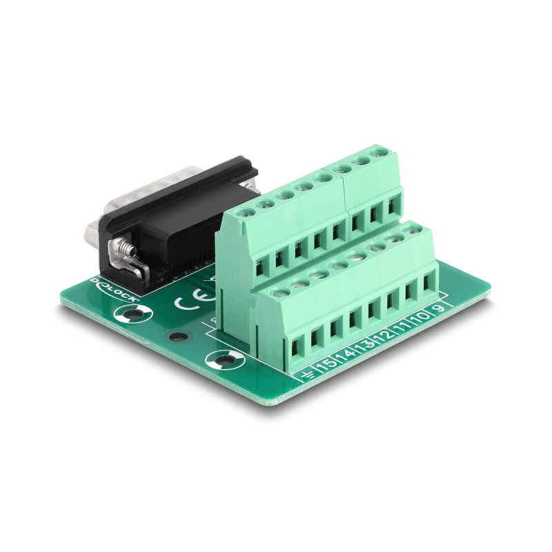 Delock D-Sub 15 Pin Stecker zu Terminalblock für Hutschiene