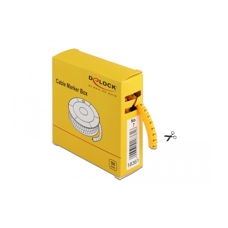 Delock Kabelmarker Box, Nr: 7, gelb, 500 Stück