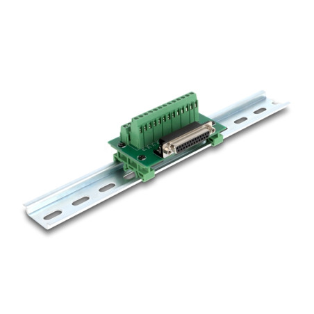 Delock D-Sub 25 Pin Buchse zu Terminalblock für Hutschiene