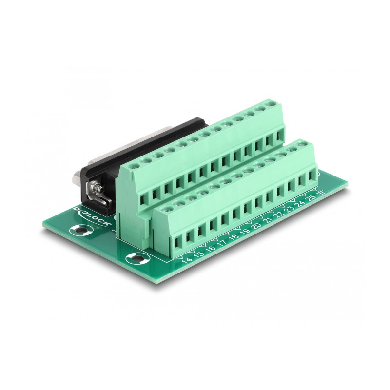 Delock D-Sub 25 Pin Buchse zu Terminalblock für Hutschiene