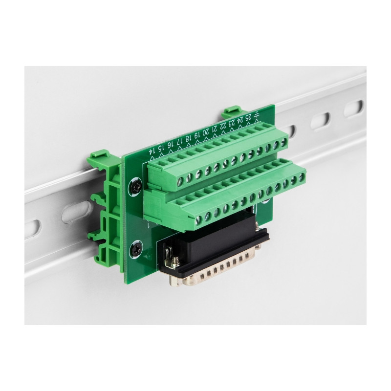 Delock D-Sub 25 Pin Buchse zu Terminalblock für Hutschiene