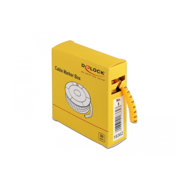 Delock Kabelmarker Box, Nr: 8, gelb, 500 Stück