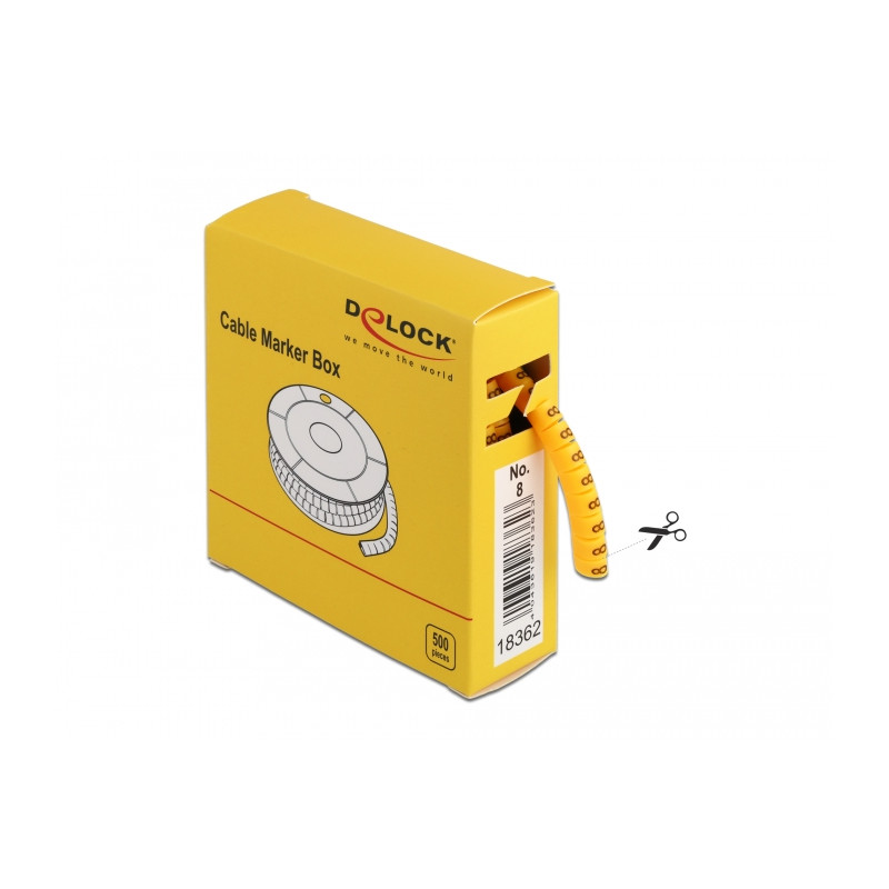 Delock Kabelmarker Box, Nr: 8, gelb, 500 Stück