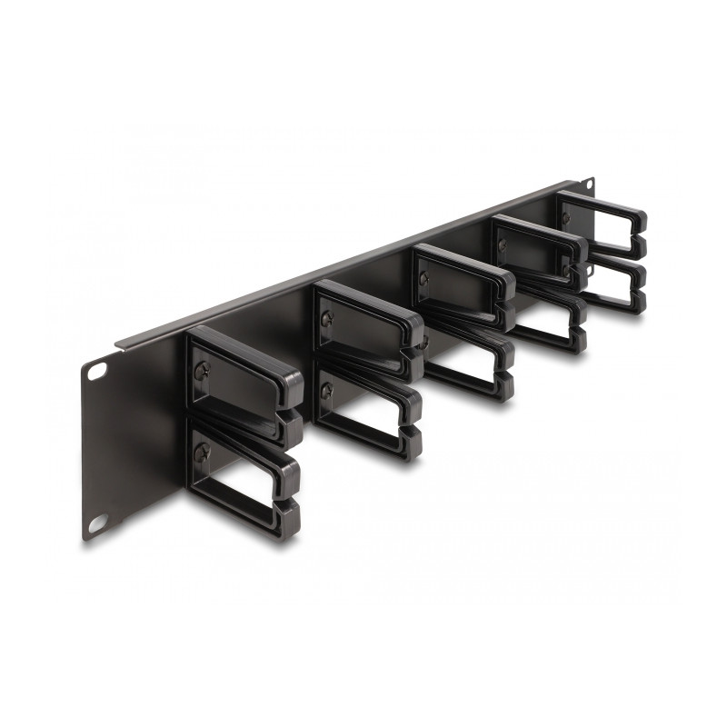 Delock 19″ Kabelmanagement Rangierpanel mit 10 Kunststoffbügel 2 HE schwarz