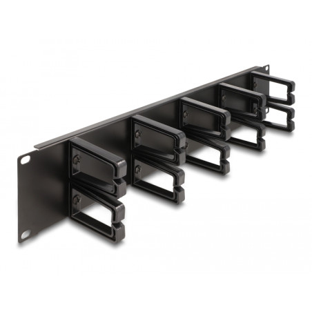 Delock 19″ Kabelmanagement Rangierpanel mit 10 Kunststoffbügel 2 HE schwarz