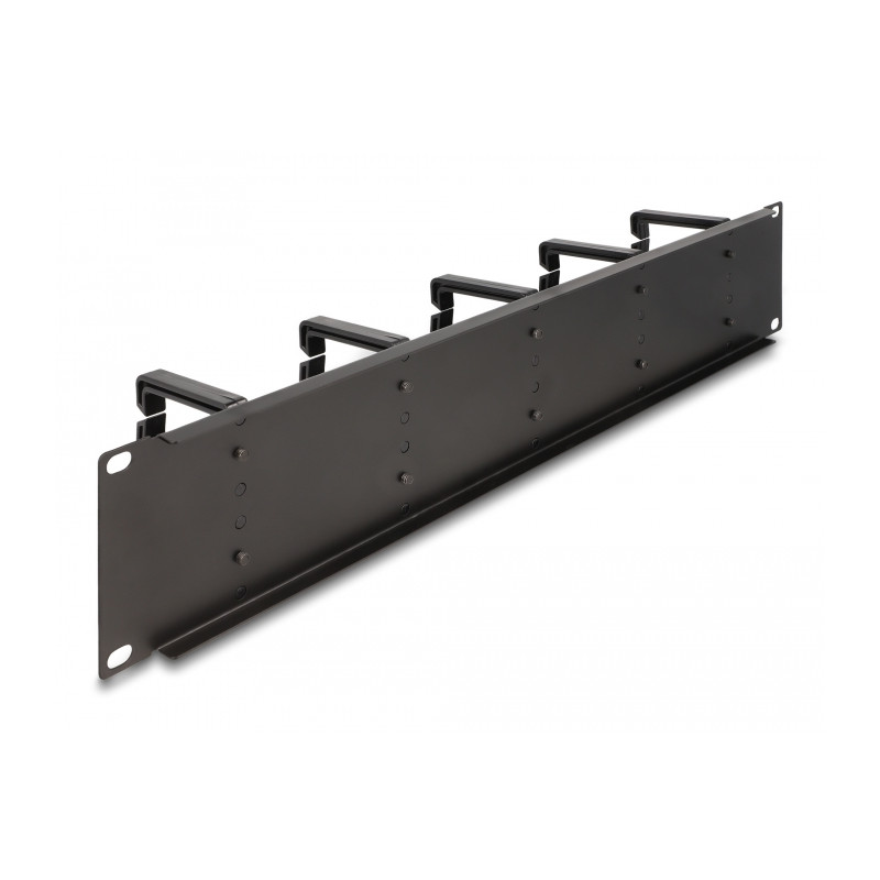 Delock 19″ Kabelmanagement Rangierpanel mit 10 Kunststoffbügel 2 HE schwarz
