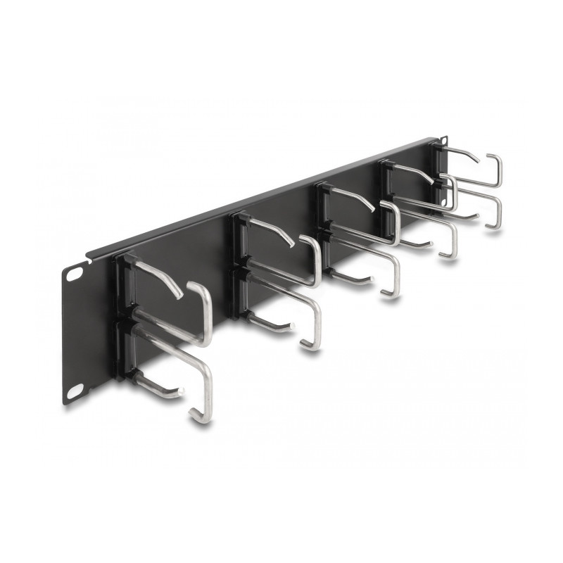 Delock 19″ Kabelmanagement Rangierpanel mit 10 Metallbügel 2 HE schwarz