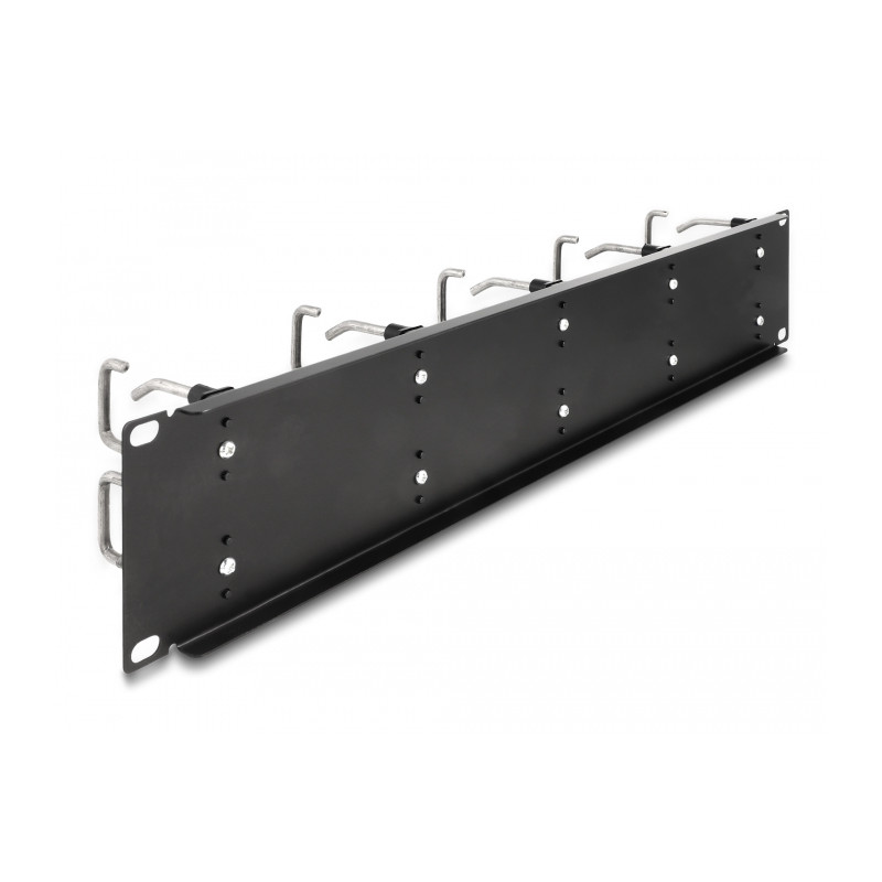 Delock 19″ Kabelmanagement Rangierpanel mit 10 Metallbügel 2 HE schwarz