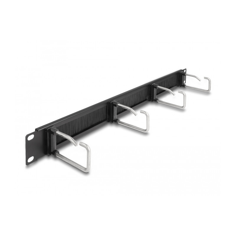 Delock 19″ Kabelmanagement Bürstenleiste mit 4 Metallbügel 1 HE schwarz