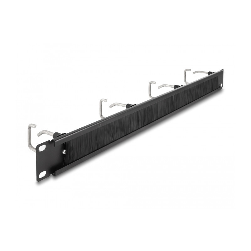 Delock 19″ Kabelmanagement Bürstenleiste mit 4 Metallbügel 1 HE schwarz