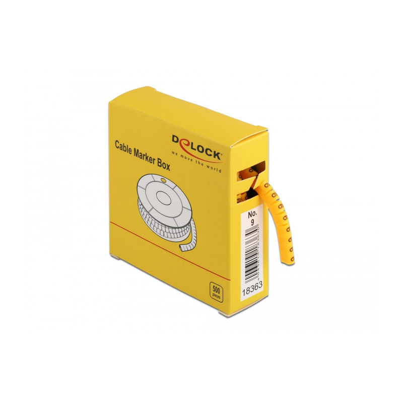 Delock Kabelmarker Box, Nr: 9, gelb, 500 Stück