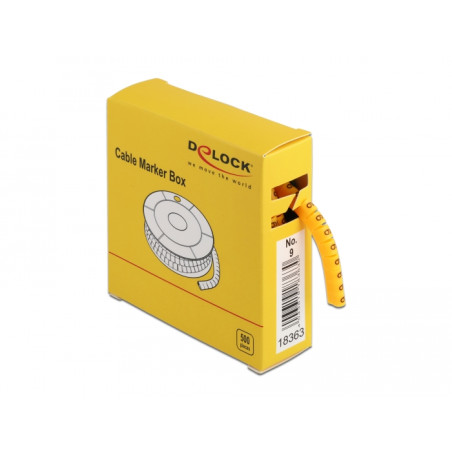 Delock Kabelmarker Box, Nr: 9, gelb, 500 Stück