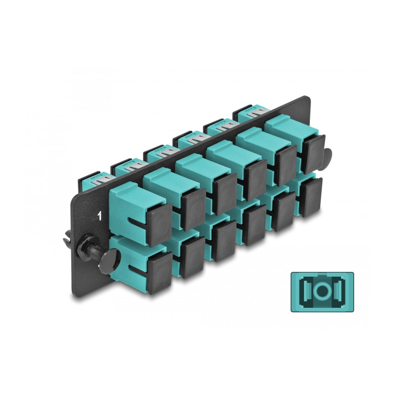 Delock LWL Adapter Panel SC Simplex OM4 12 Port aqua