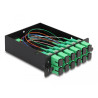 Delock LWL HD (High Density) Kassette MPO Stecker zu 12 x SC Simplex Buchse, 12 Fasern, Singlemode, Polarität A, 9/125 µm