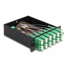 Delock LWL HD (High Density) Kassette MPO Stecker zu 12 x LC Duplex Buchse, 24 Fasern, Singlemode, Polarität A, 9/125 µm