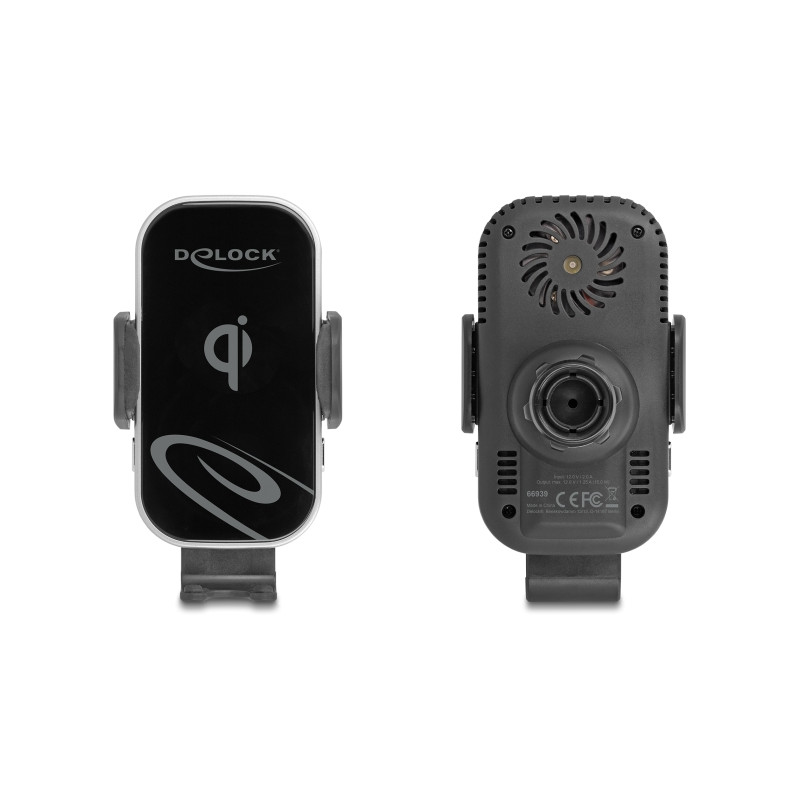 Delock Wireless Car Charger Smartphone Halterung mit Ladefunktion und Kühlung 15 W - Qi