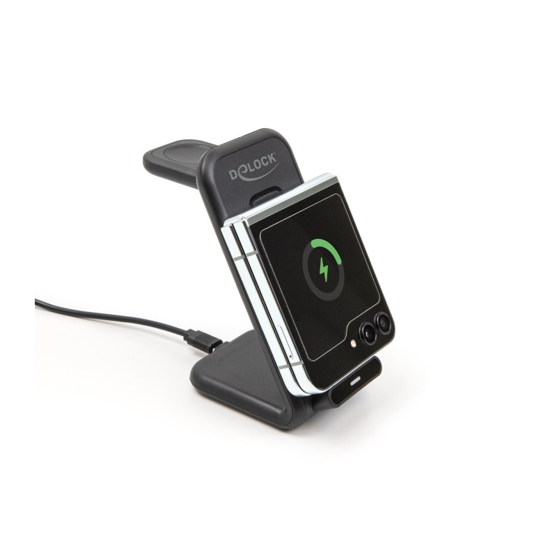 Delock Wireless Charger 3 in 1 mit 2 Ladespulen 5 W / 5 W / 15 W