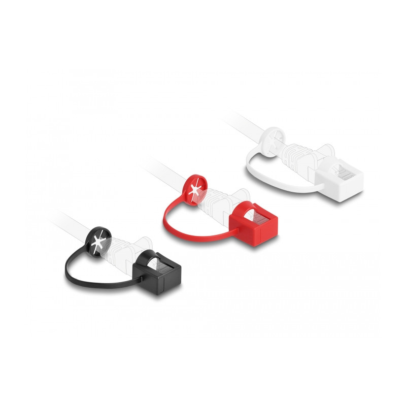 Delock Staubschutz für RJ45 Stecker mit Befestigungsclip 50er Set farbig
