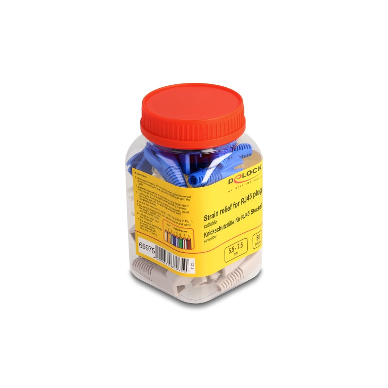 Delock Knickschutztülle für RJ45 Stecker schneidbar 50er Set farbig