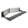 Delock 19″ Keystone Patchpanel 48 Port mit Entlastungsschiene 2 HE gewinkelt schwarz