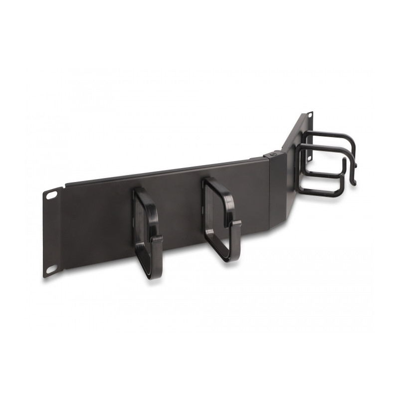 Delock 19″ Kabelmanagement Rangierpanel mit 4 Bügeln 2 HE gewinkelt schwarz