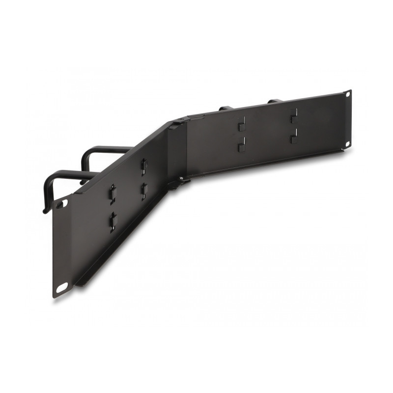 Delock 19″ Kabelmanagement Rangierpanel mit 4 Bügeln 2 HE gewinkelt schwarz