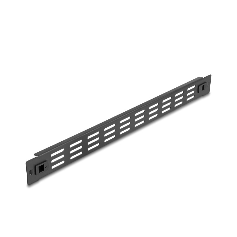 Delock 19″ Netzwerkschrank Panel mit Lüftungsschlitzen werkzeugfrei 1 HE schwarz