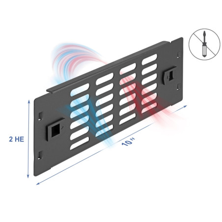 Delock 10″ Netzwerkschrank Panel mit Lüftungsschlitzen werkzeugfrei 2 HE schwarz