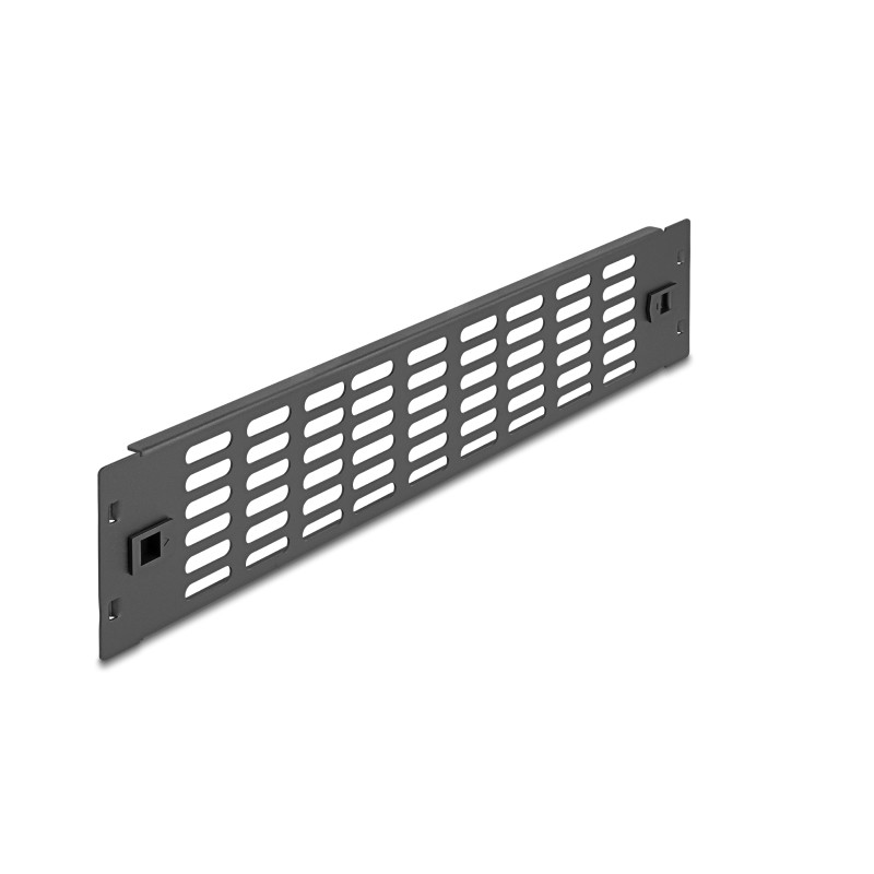 Delock 19″ Netzwerkschrank Panel mit Lüftungsschlitzen werkzeugfrei 2 HE schwarz