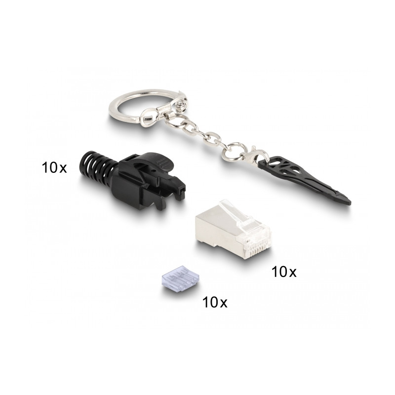 Delock RJ45 Modularer Stecker Cat.6A verschließbar 10er Set