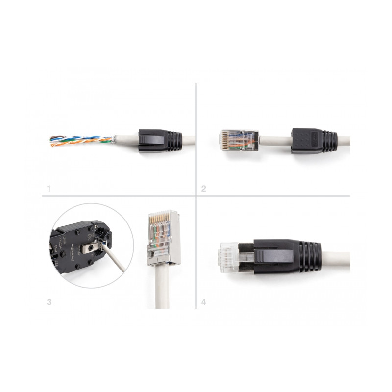 Delock RJ50 Modularer Stecker Cat.5e mit Knickschutztülle 25er Set