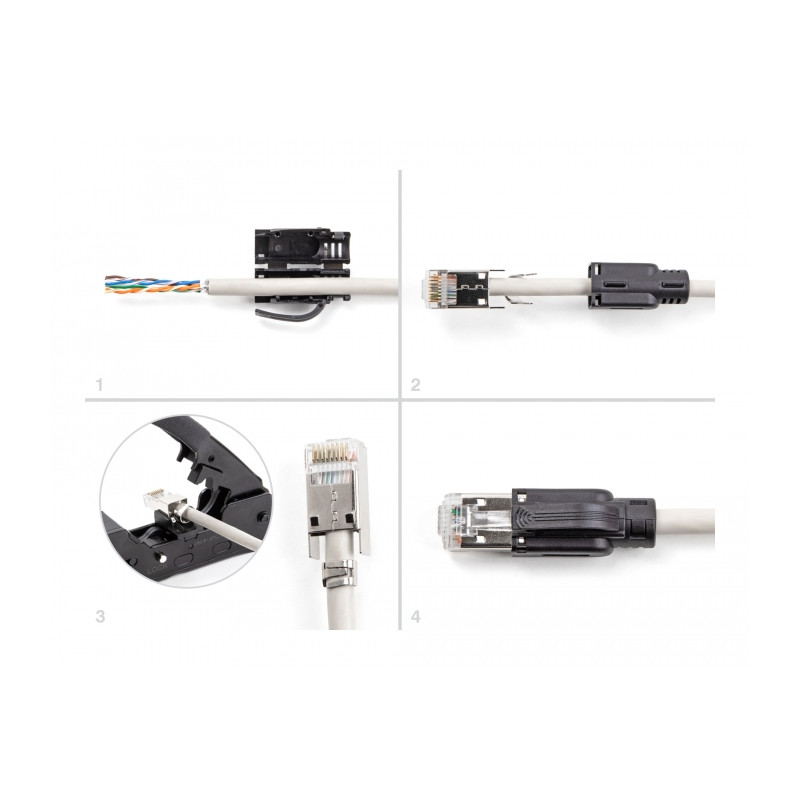 Delock RJ45 Modularer Stecker mit Zugentlastung Cat.6A und robuster Knickschutztülle 25er Set