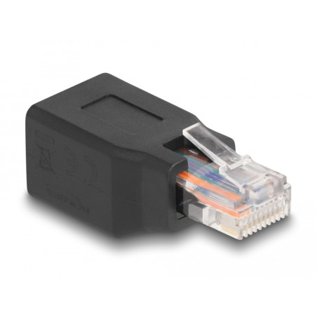 Delock Adapter RJ50 Stecker zu Buchse Belegung 1:1 schwarz