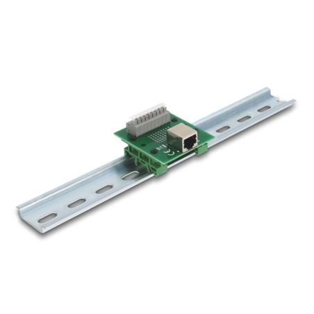 Delock RJ45 Buchse zu Terminalblock mit Drucktaster für Hutschiene