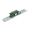 Delock RJ45 2 x Buchse zu 2 x Terminalblock mit Drucktaster für Hutschiene gewinkelt