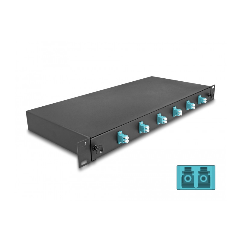 Delock 19″ LWL Spleißbox 6 x LC Duplex OM3 1HE komplett bestückt