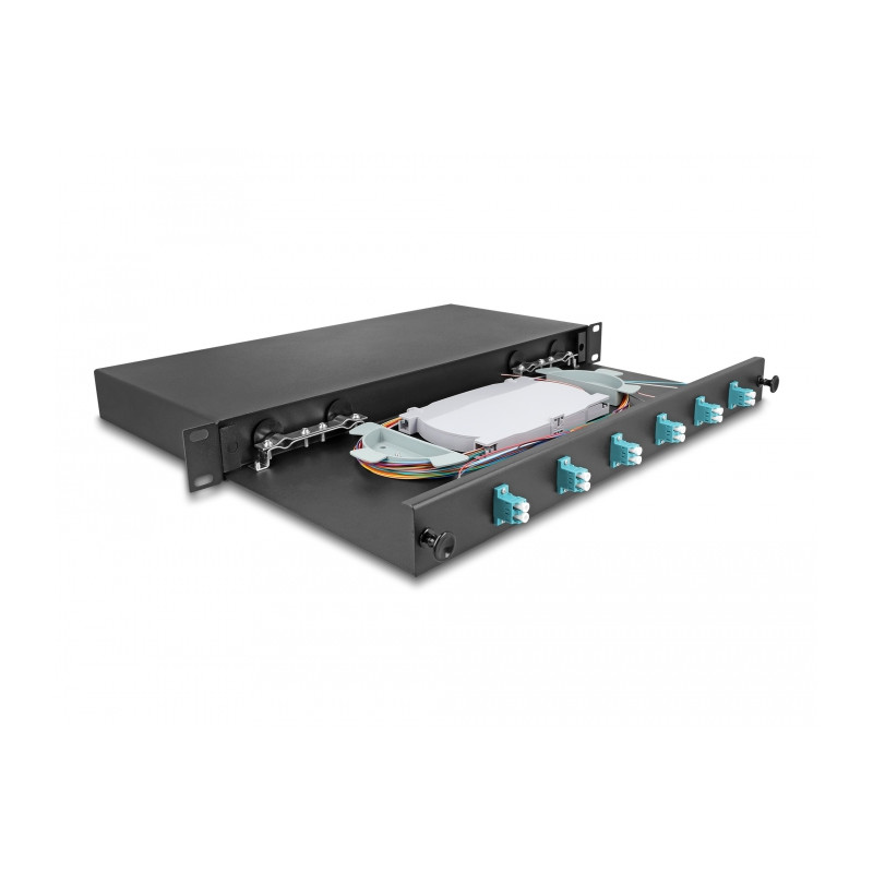 Delock 19″ LWL Spleißbox 6 x LC Duplex OM3 1HE komplett bestückt