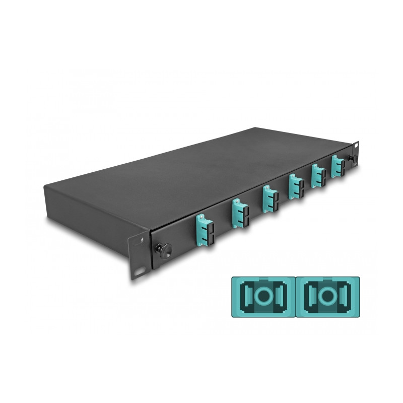 Delock 19″ LWL Spleißbox 6 x SC Duplex OM3 1HE komplett bestückt