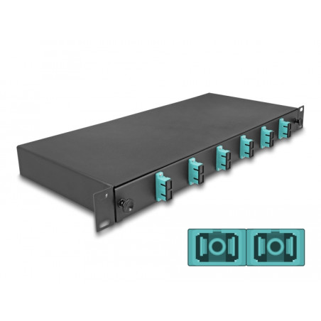 Delock 19″ LWL Spleißbox 6 x SC Duplex OM3 1HE komplett bestückt