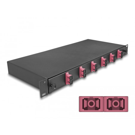 Delock 19″ LWL Spleißbox 6 x SC Duplex OM4 1HE komplett bestückt