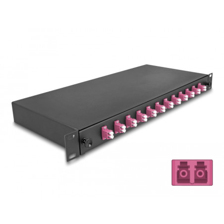 Delock 19″ LWL Spleißbox 12 x LC Duplex OM4 1HE komplett bestückt
