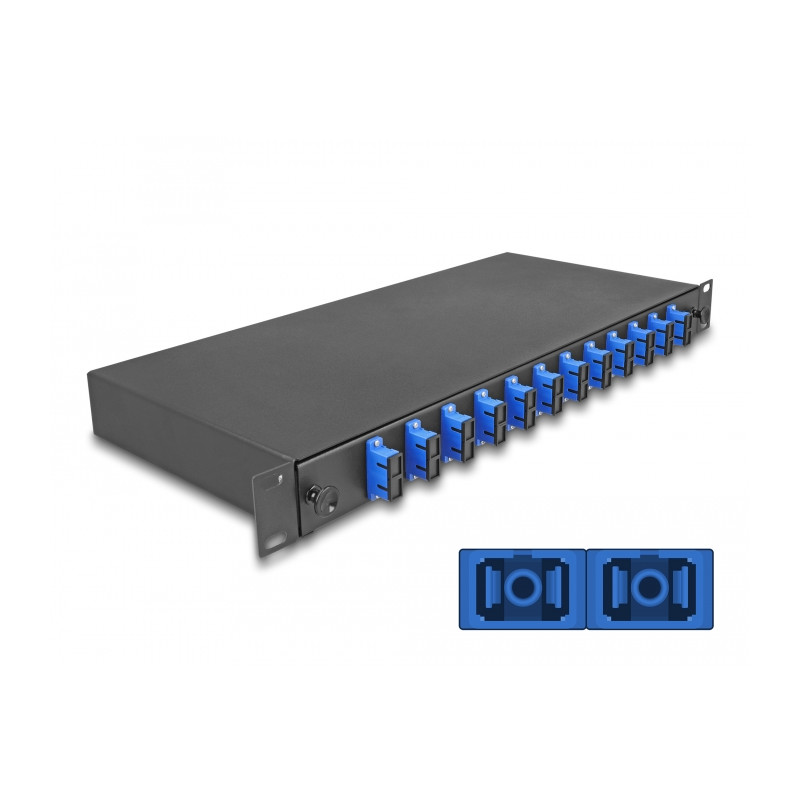 Delock 19″ LWL Spleißbox 12 x SC Duplex OS2 1HE komplett bestückt