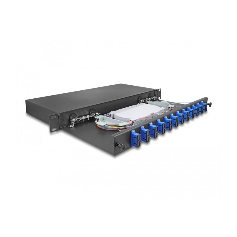 Delock 19″ LWL Spleißbox 12 x SC Duplex OS2 1HE komplett bestückt