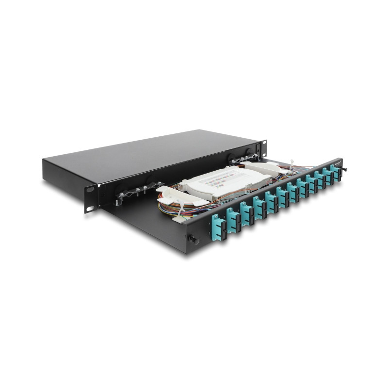Delock 19″ LWL Spleißbox 12 x SC Duplex OM3 1HE komplett bestückt