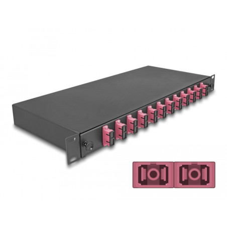 Delock 19″ LWL Spleißbox 12 x SC Duplex OM4 1HE komplett bestückt
