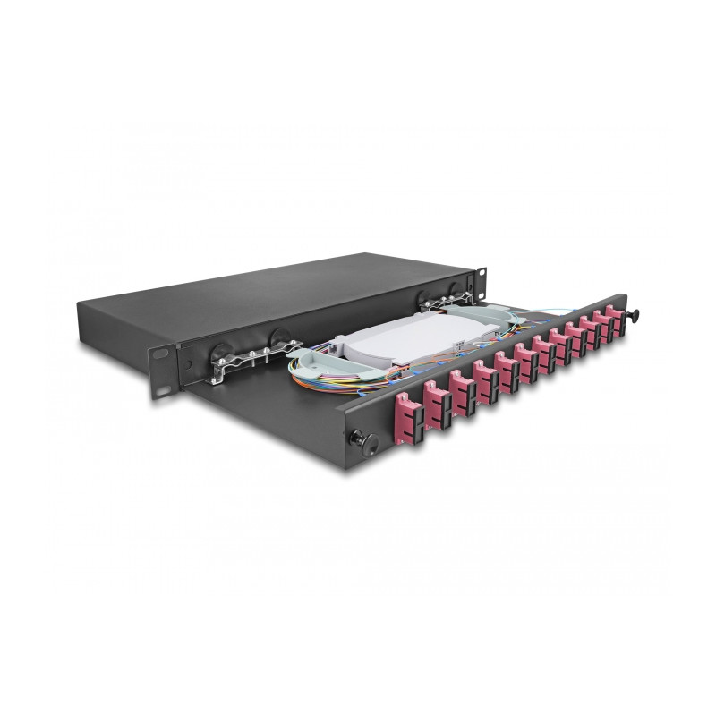 Delock 19″ LWL Spleißbox 12 x SC Duplex OM4 1HE komplett bestückt