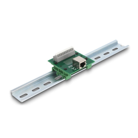 Delock RJ50 Buchse zu Terminalblock mit Drucktaster für Hutschiene