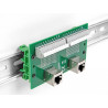 Delock RJ50 2 x Buchse zu 2 x Terminalblock mit Drucktaster für Hutschiene gewinkelt